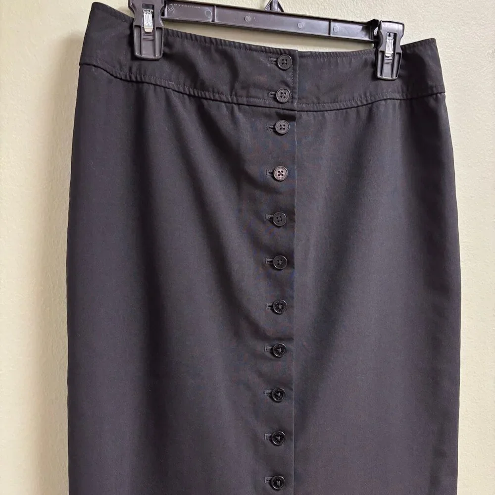 Lauren Ralph Lauren Womens Linen Pencil Skirt Size‎ 8 Button Minimalist Career